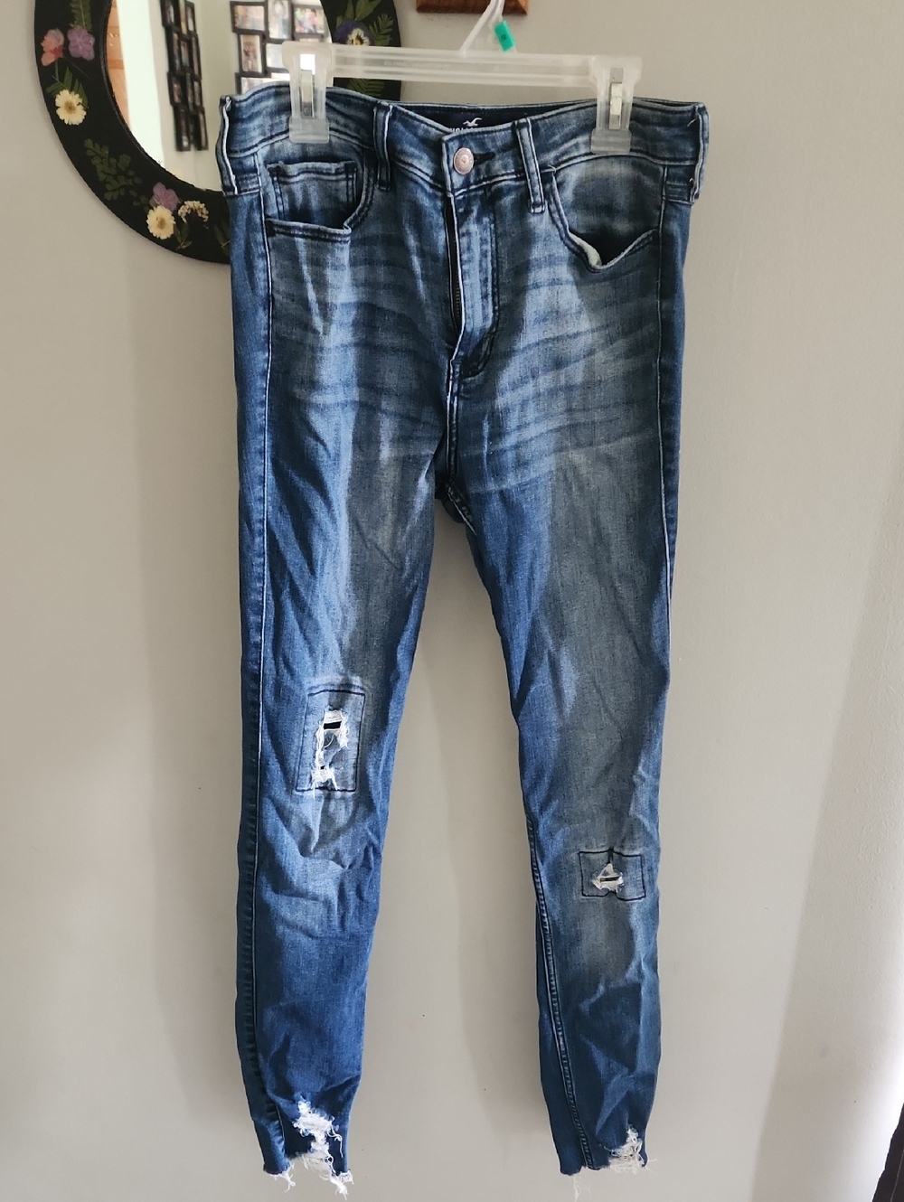 Hollister Navy Blue Denim Jeans 7R High Rise Super Skinny